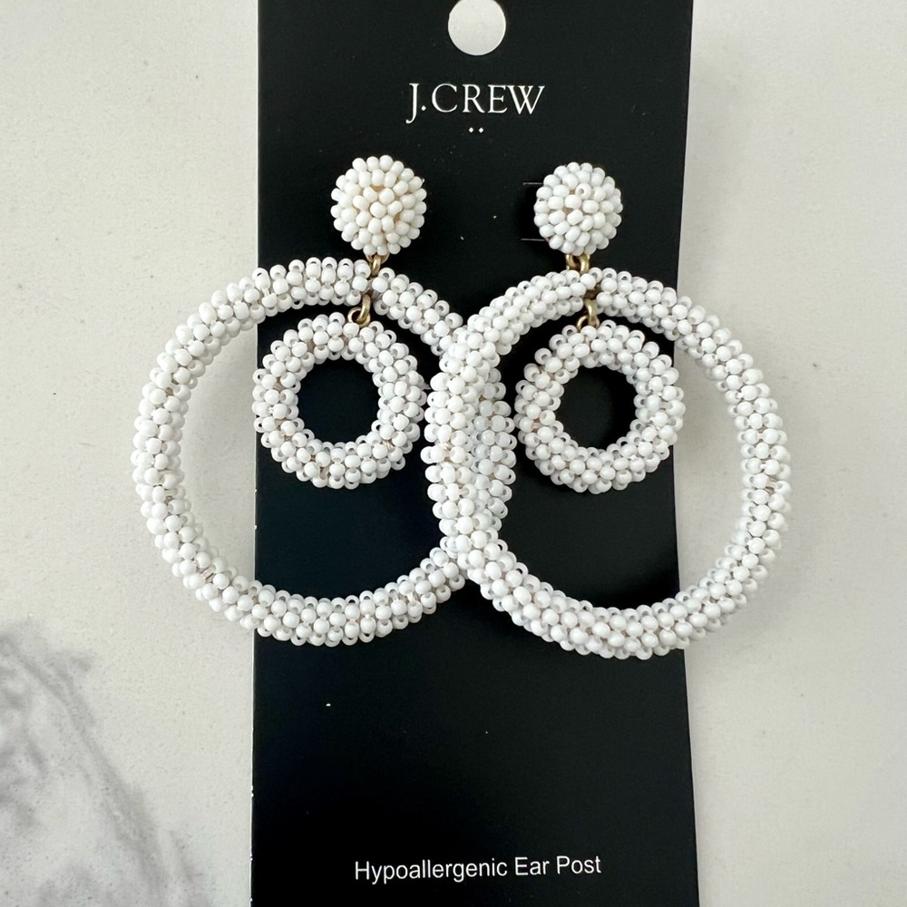 J. Crew white double hoop earrings